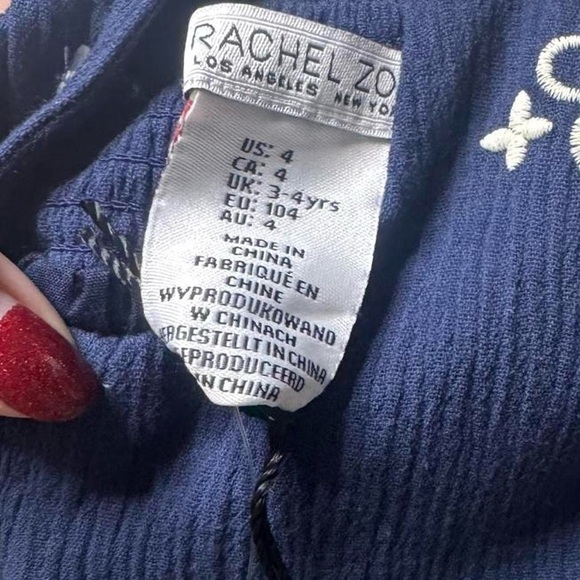 Rachel Zoe Toddler Girl Floral Embroidered Navy Dress + Headband Size 4 NWT - Picture 7 of 9